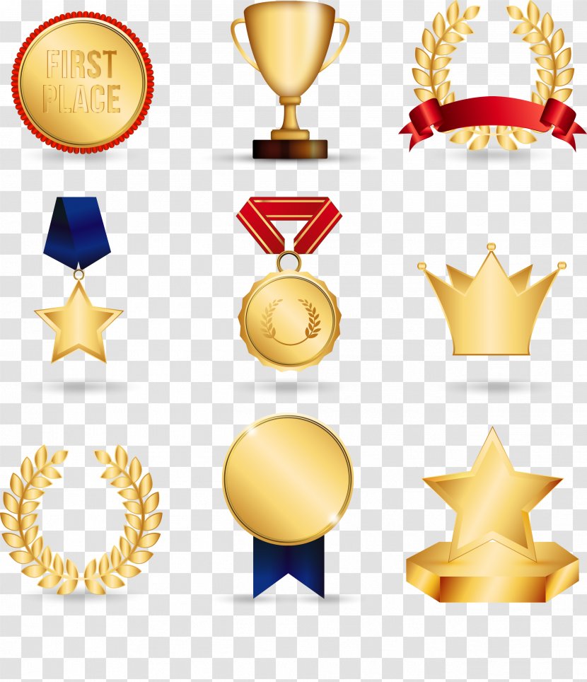 Gold Medal Trophy Clip Art - Scalable Vector Graphics - Awards Transparent PNG