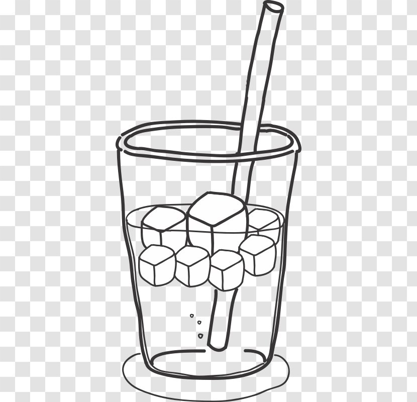 Ice Cube Milk Drawing Drink Cream - Black And White Transparent PNG