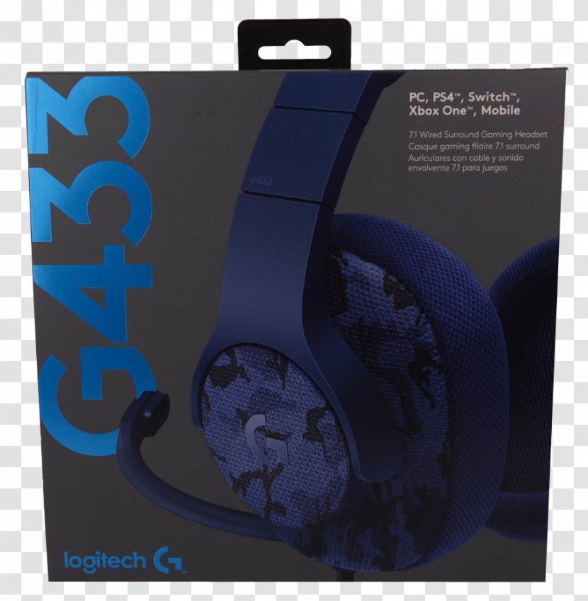 Headphones Microphone Logitech G433 Headset - Gamer - Gaming Blue Transparent PNG