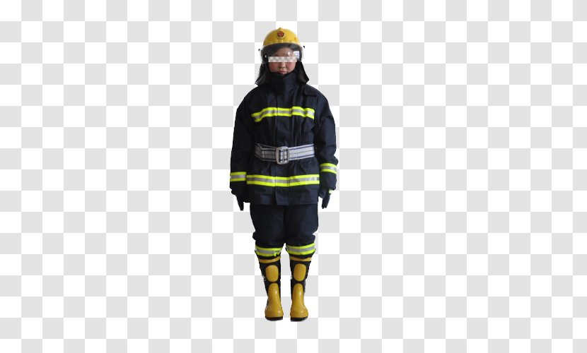 Fire Protection Firefighter Firefighting - Yellow - Dark Green Protective Clothing Front Transparent PNG