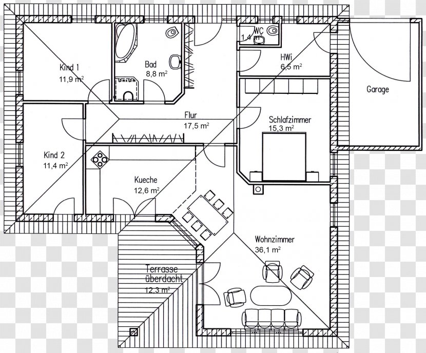 Floor Plan Bungalow House Interior Design Services Architectural Engineering - Singlefamily Detached Home Transparent PNG