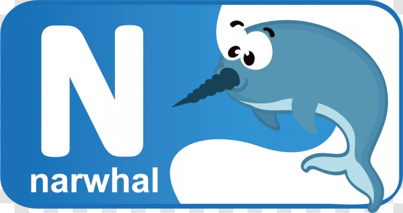 Marine Mammal English Alphabet Clip Art - Narwhal - Cartoon Children Letters N Transparent PNG