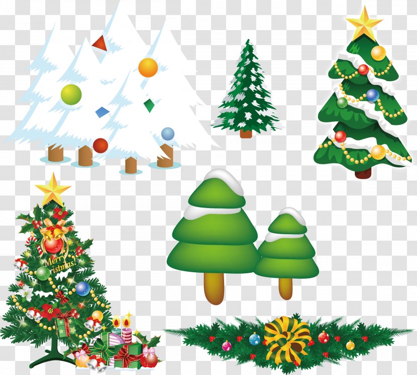 Christmas Tree - Cedar Vector Cartoon Transparent PNG