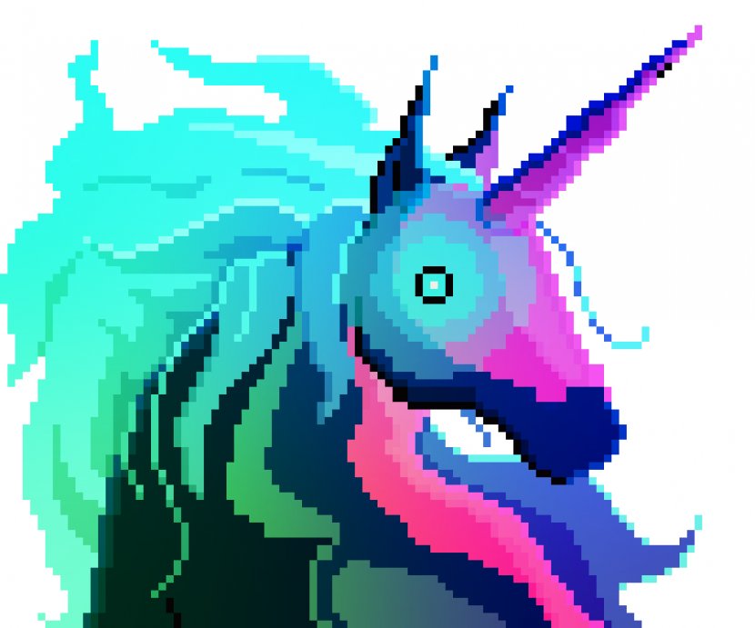 Unicorn Pixel Art - Blue Transparent PNG