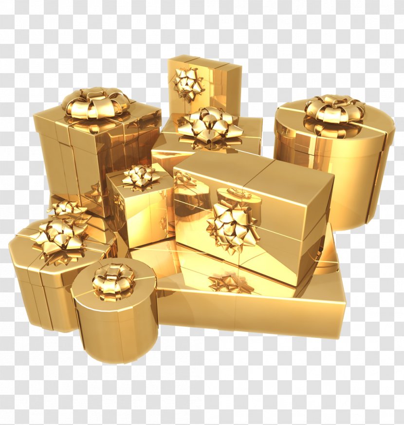 Gift Gold Paper Birthday Box Transparent PNG