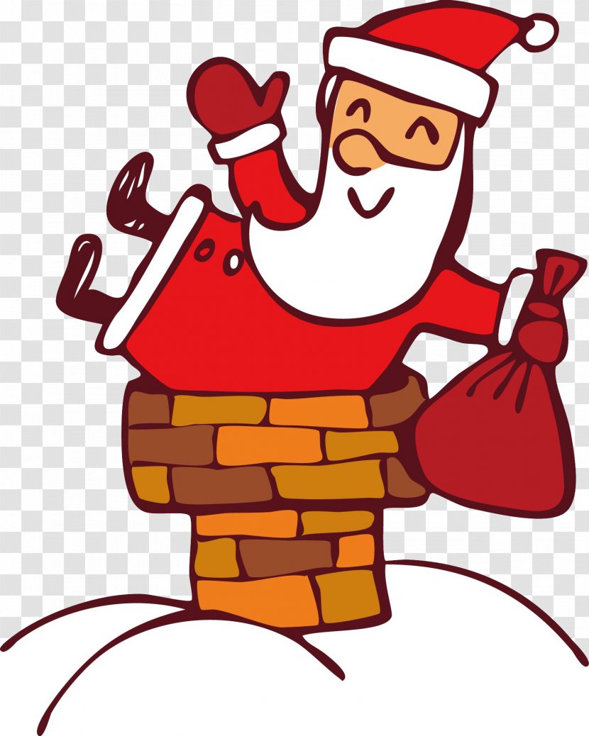Santa Claus Christmas Gift Card - Climb The Chimney Of Transparent PNG