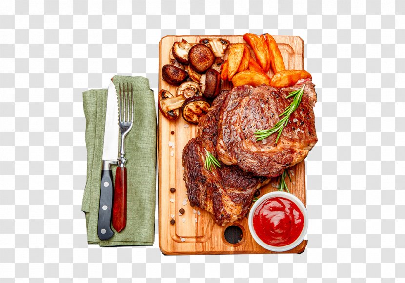 Beefsteak Roast Beef Rib Eye Steak Roasting - Stock Photography - Free HD Buckle Cutlery Transparent PNG