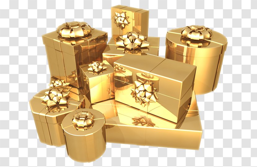 Paper Gift Wrapping Box Gold Transparent PNG