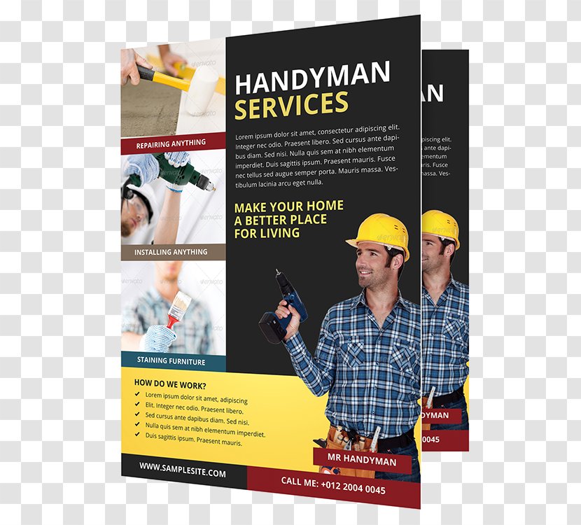 Flyer Handyman Plumbing Advertising Template - Marketing Transparent PNG