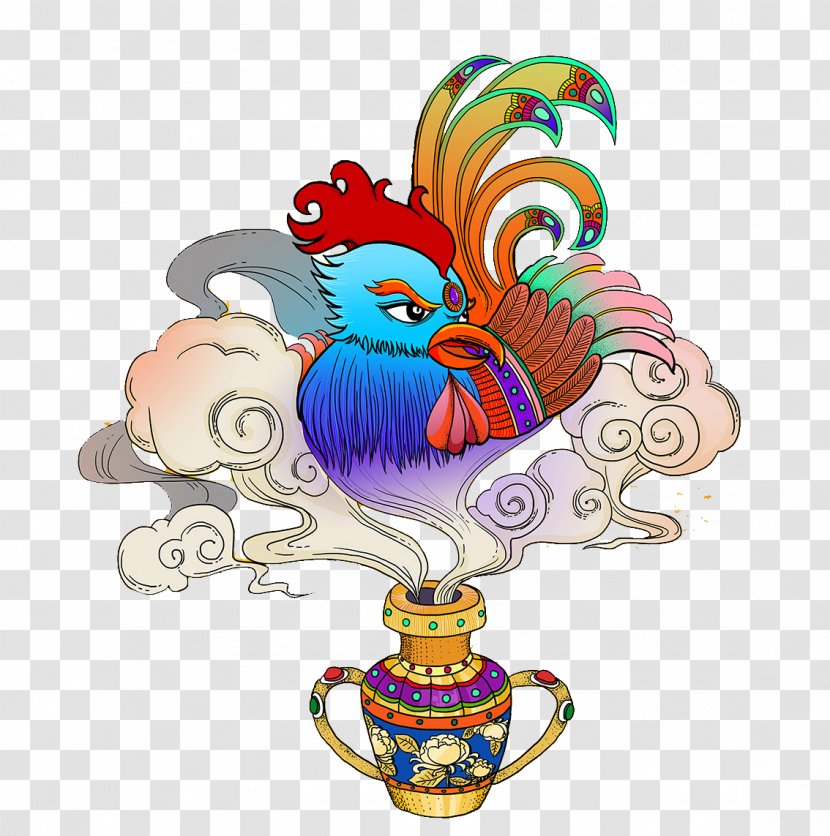 Rooster Chicken Illustration - Myth Colorful Pattern Transparent PNG