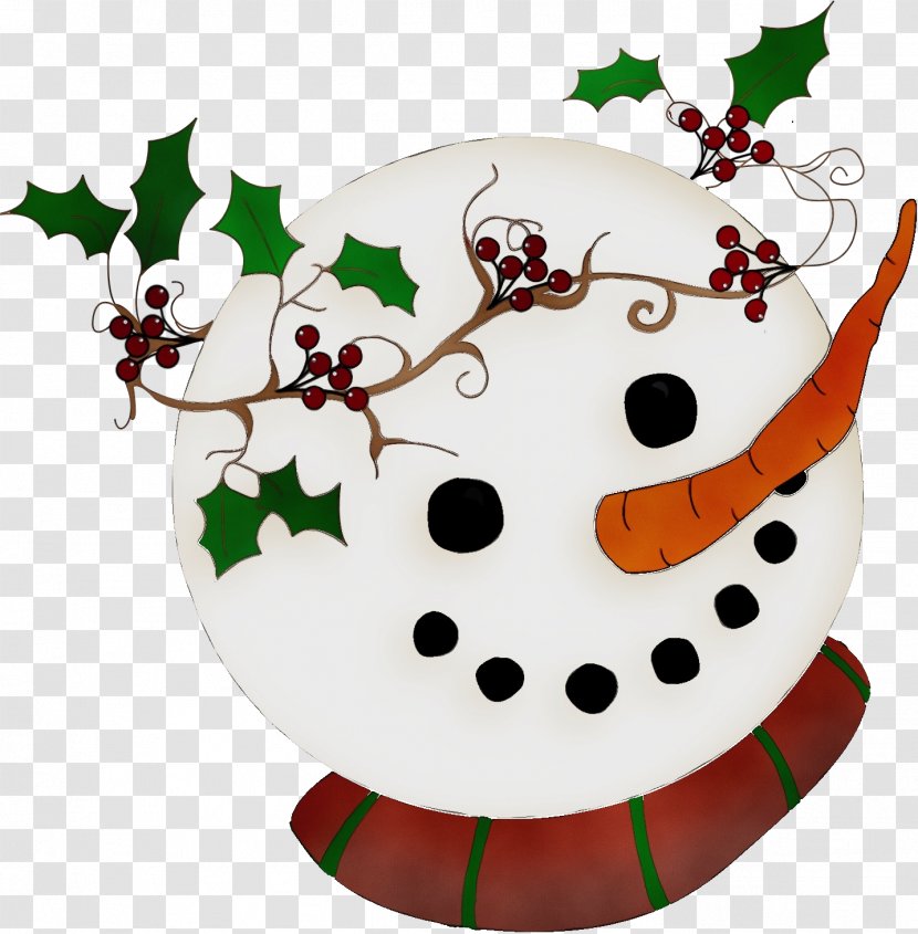 Holly - Snowman - Plate Transparent PNG