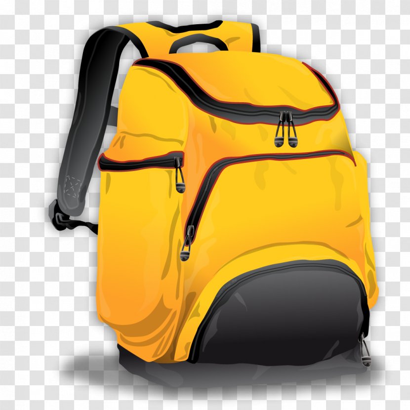 Backpack Clip Art - Yellow - Padded Transparent PNG