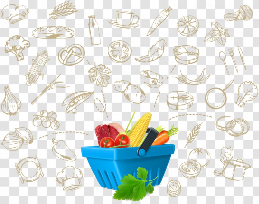 Graphic Design Food Illustration - Royaltyfree - Cartoon Vector Vegetable Basket Transparent PNG