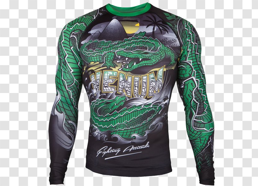 Rash Guard Venum Mixed Martial Arts Clothing Sleeve - Green Transparent PNG