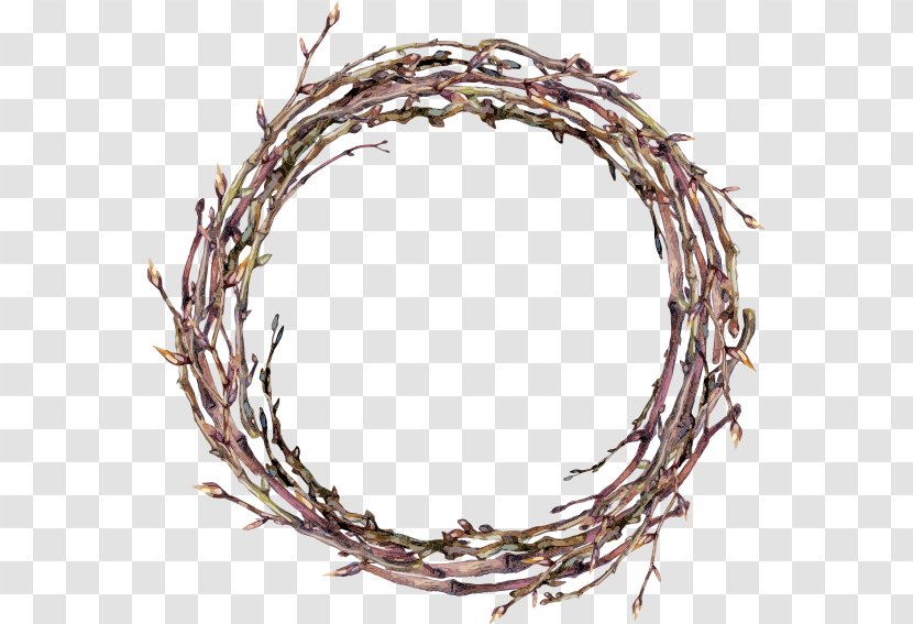 Twig Wreath Watercolor Painting - Stock Photography - Garland Transparent PNG