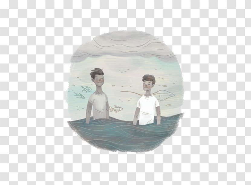 Margot & Me Illustration - Creativity - Hand-painted Buddies Playing In The Sea Transparent PNG