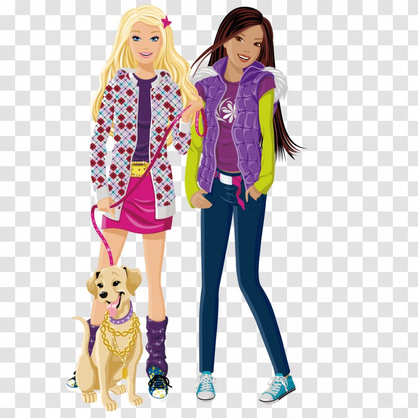 Barbie Doll Free Content Clip Art - Drawing - Cute Girlfriends Transparent PNG