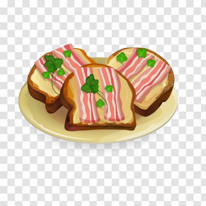 Bacon Toast Ham Barbecue Cheese Sandwich - Snack - Vector Bread Transparent PNG