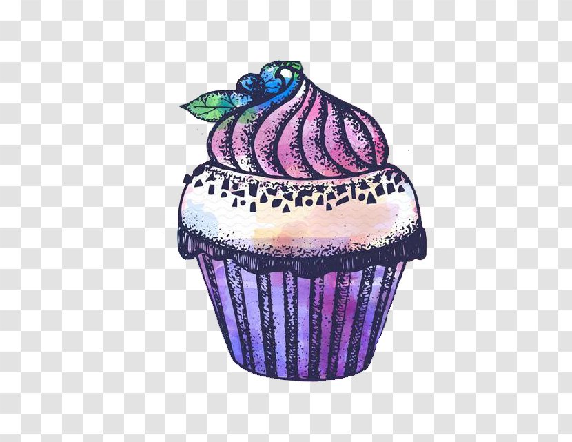 Cupcake Muffin Dessert - Baking Cup - Purple Ink Cake Transparent PNG