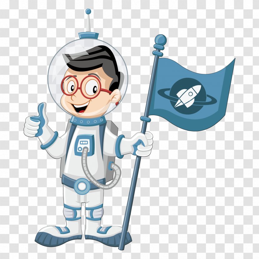 Astronaut Animation Space Suit Illustration - The Holding Flag Transparent PNG