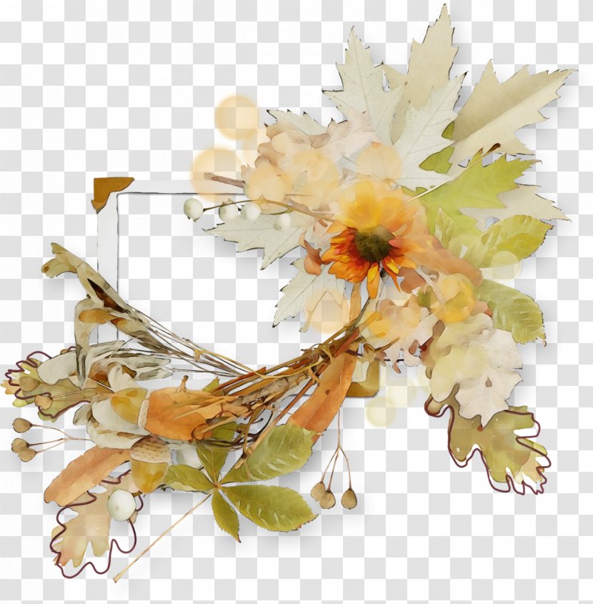 Watercolor Flowers Frame - Leaf - Flower Arranging Branch Transparent PNG