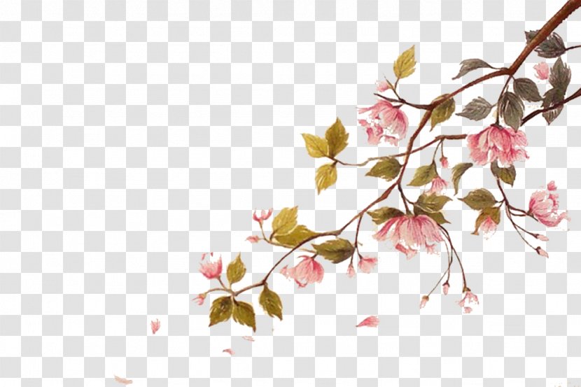 Cherry Blossom Watercolor Painting Ci - Falling Blossoms Float Picture Material Transparent PNG