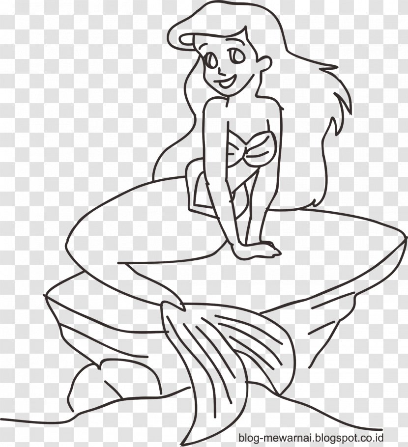 Mermaid Coloring Book Illustration Line Art Drawing - Tree Transparent PNG