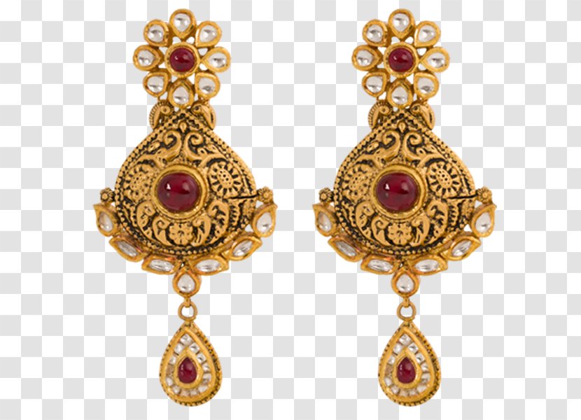 Earring Ruby Lalithaa Jewellery Gold - Charms Pendants Transparent PNG