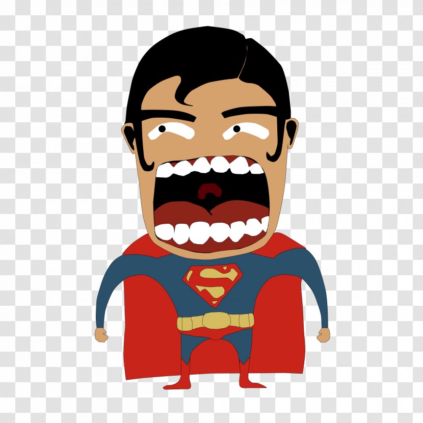 Clark Kent Cartoon - Facial Hair - Vector Screaming Superman Transparent PNG