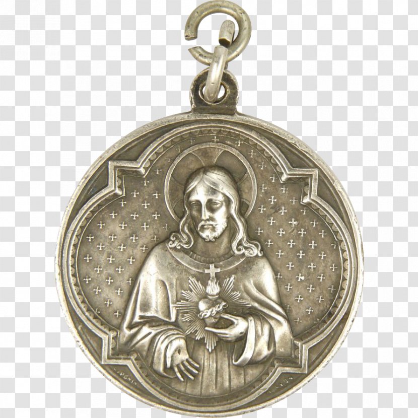 Locket Medal Silver Sacred Heart Victorian Era Transparent PNG