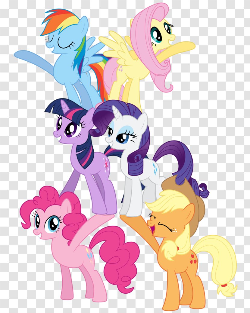 Pinkie Pie Rainbow Dash Pony Rarity Twilight Sparkle - Cartoon - Six Transparent PNG