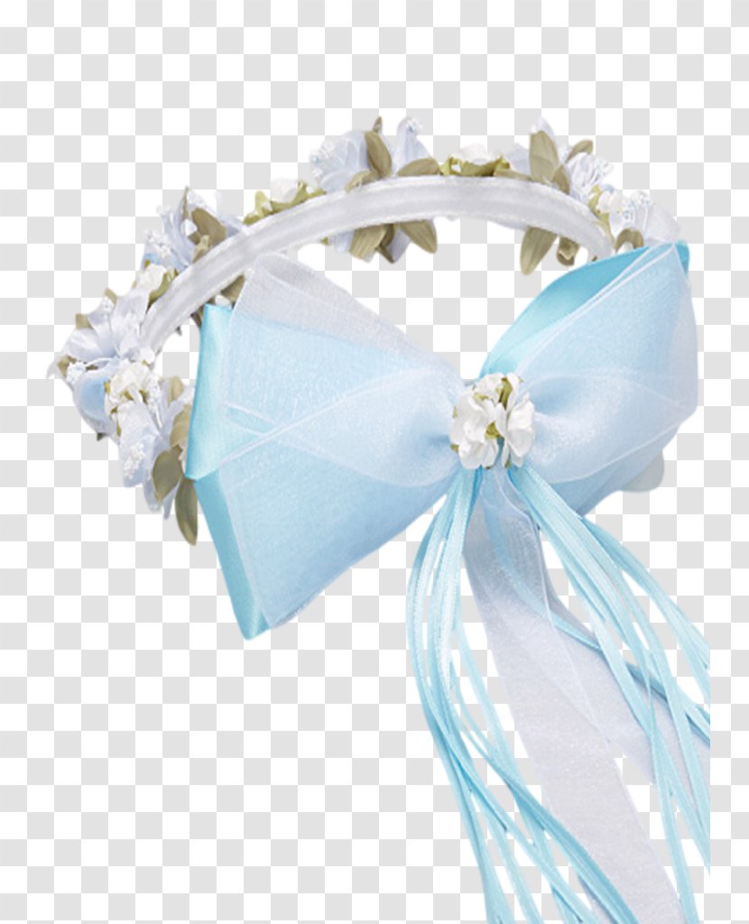 Blue Satin Ribbon Wreath Textile - Light - Silk Transparent PNG