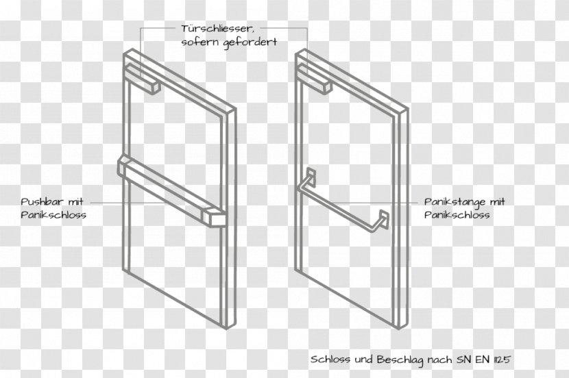 Fluchtweg Rettungsweg EN 1125 Panikschloss Door - Fire Escape Transparent PNG