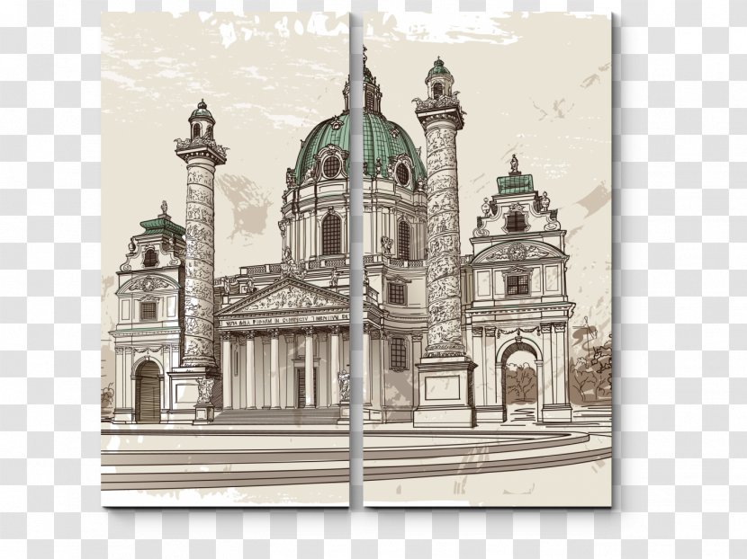 Karlskirche, Vienna Drawing Sketch - Royaltyfree - Building Transparent PNG