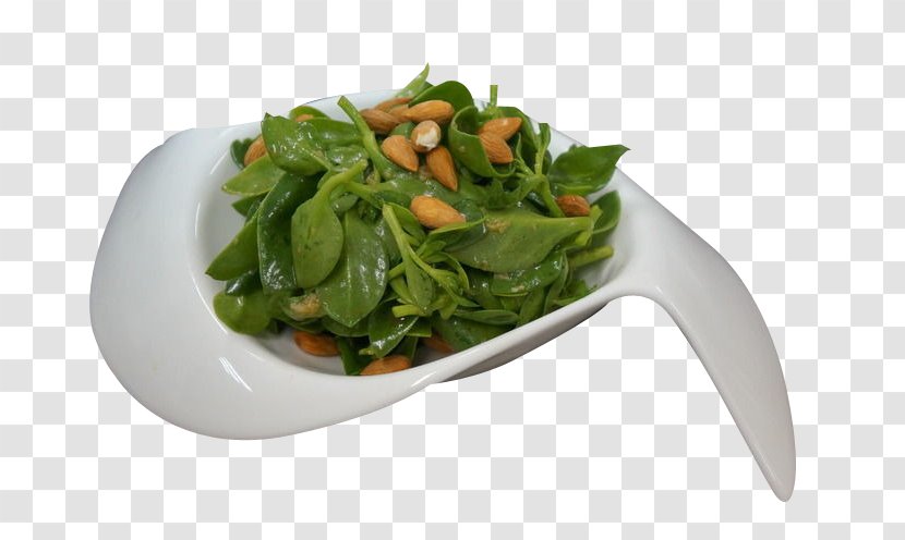 Spinach Salad Almond Vegetarian Cuisine Nut Food - Tianqi Transparent PNG