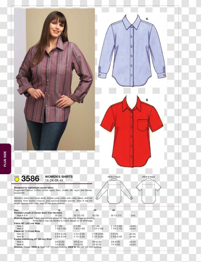 Blouse Sewing Shirt Pattern - Outerwear Transparent PNG