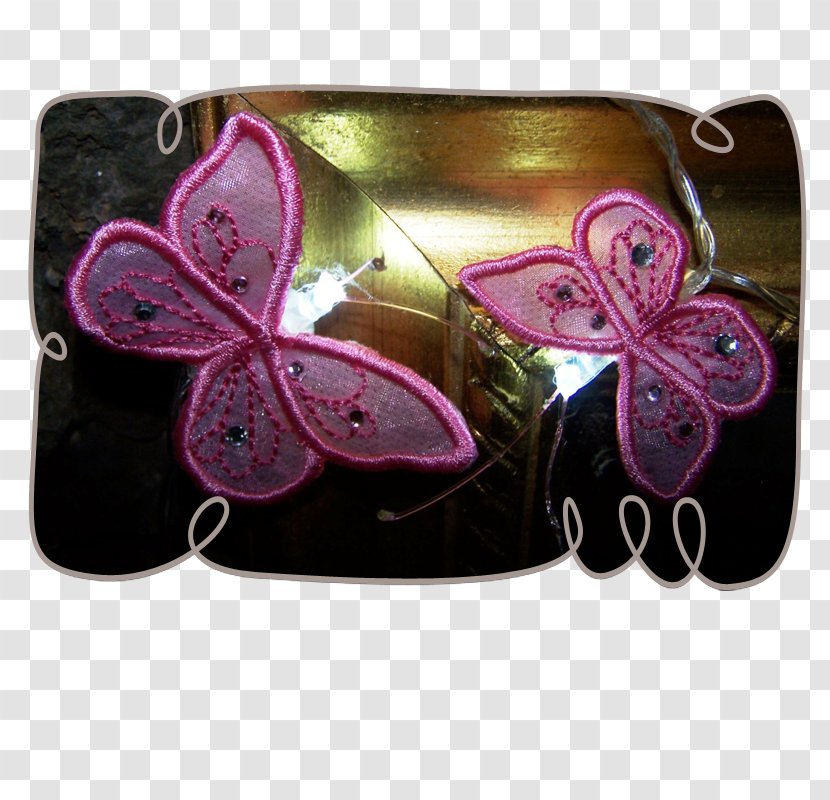 Butterfly Insect Pollinator Embroidery - Pink - Fairy Lights Transparent PNG
