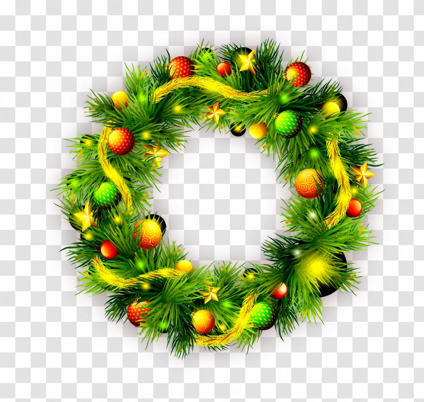Wreath Christmas Gift Garland - Pine Family - Green Cone Pattern Transparent PNG