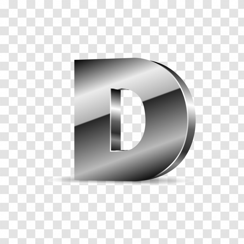Letter D Alphabet - Hardware Accessory - Silver Black Letters Transparent PNG