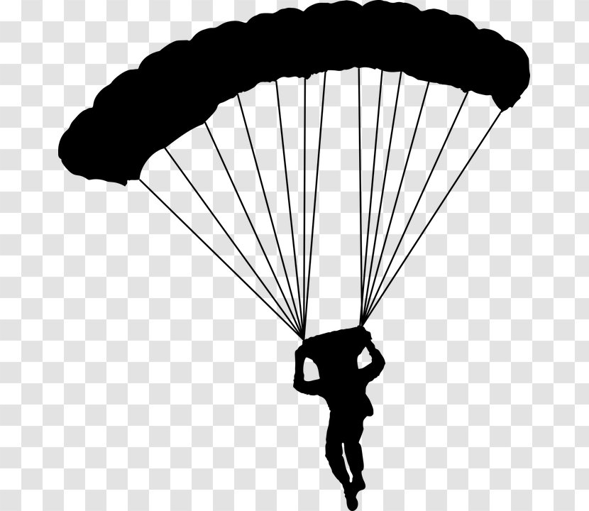 Parachute Parachuting Silhouette Paragliding Clip Art - Black Transparent PNG