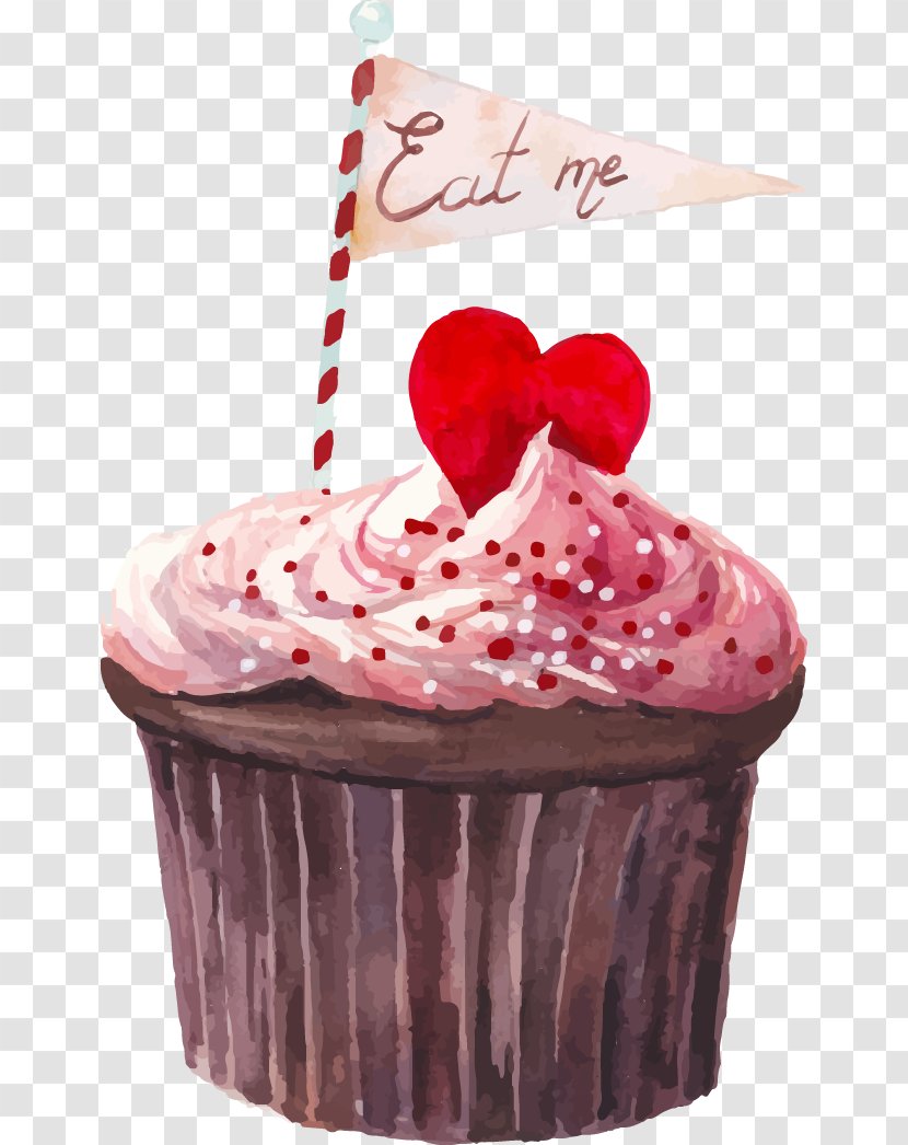 Cupcake Watercolor Painting Drawing Photography - Toppings - Painted Chocolate Cake Transparent PNG