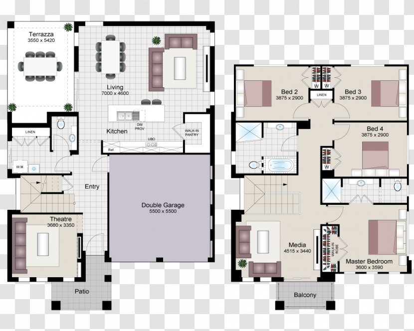 Floor Plan House - Terrace - European Style Court Transparent PNG