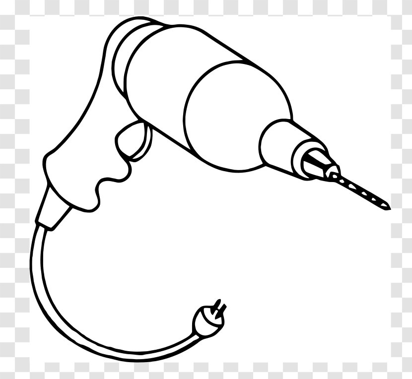 Drill Cordless Black And White Tool Clip Art - Powertools Cliparts Transparent PNG