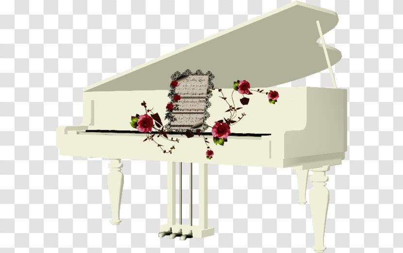 Piano White - Watercolor - And Flowers Transparent PNG