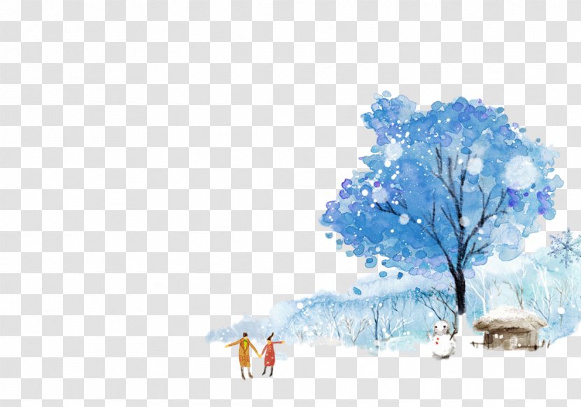 Watercolor Paint Tree Sky Plant - Winter Landscape Transparent PNG