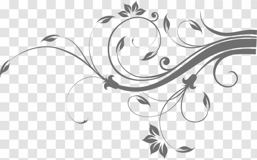 Wall Decal Decorative Arts Floral Design - Black And White Transparent PNG