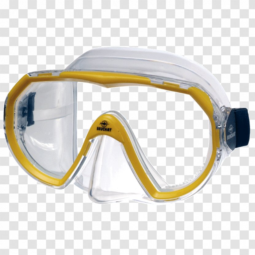 Diving & Snorkeling Masks Underwater Spearfishing Free-diving Beuchat - Yellow Mask Transparent PNG