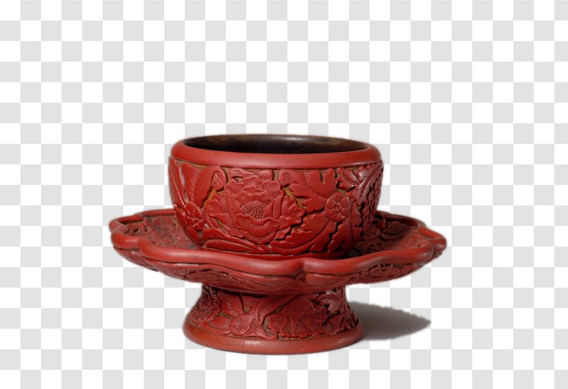 Porcelain Coffee Cup - Serveware - Red Carved Child Transparent PNG
