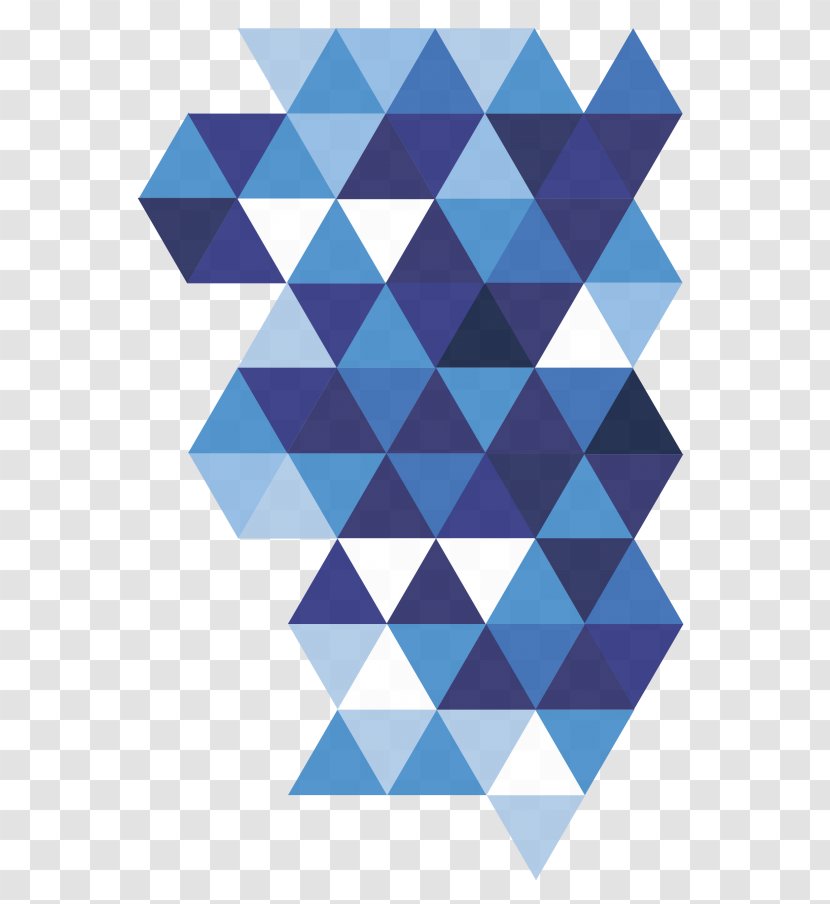 Triangle Point Symmetry Pattern - Cobalt Blue - Flipped Transparent PNG