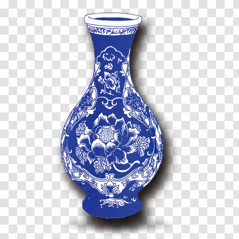 Jingdezhen Blue And White Pottery Porcelain Chinoiserie - Vase Transparent PNG